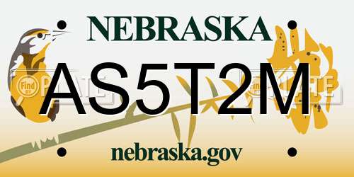 AS5T2M Nebraska License Plate