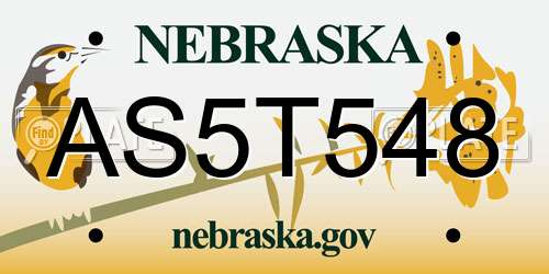 AS5T548 Nebraska License Plate
