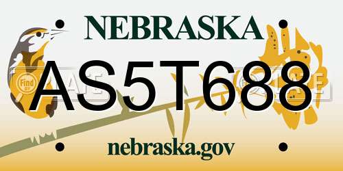 AS5T688 Nebraska License Plate