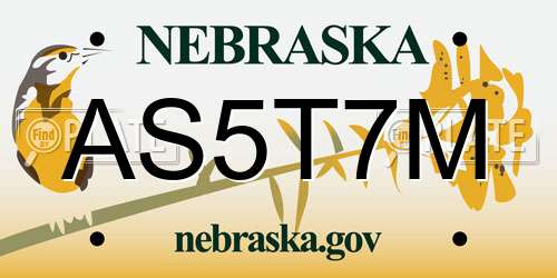AS5T7M Nebraska License Plate