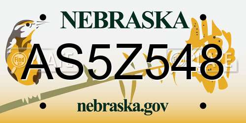 AS5Z548 Nebraska License Plate