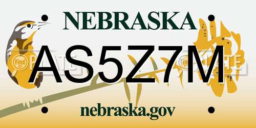 AS5Z7M Nebraska License Plate