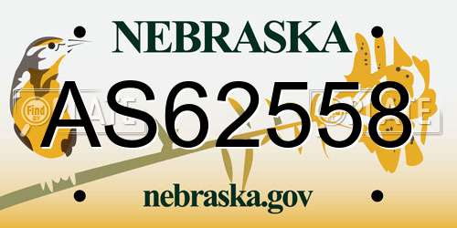 AS62558 Nebraska License Plate