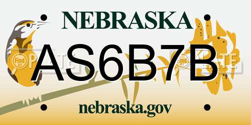 AS6B7B Nebraska License Plate