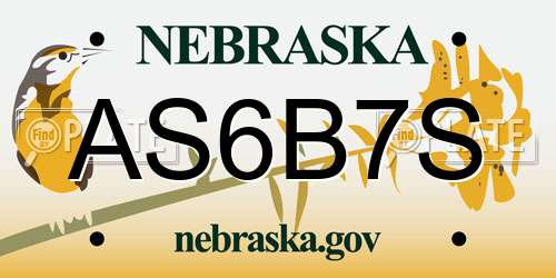 AS6B7S Nebraska License Plate