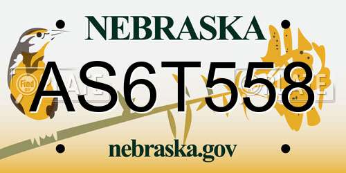 AS6T558 Nebraska License Plate