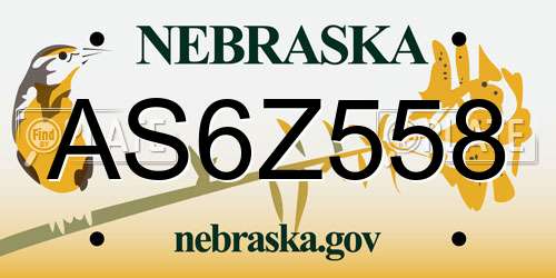 AS6Z558 Nebraska License Plate