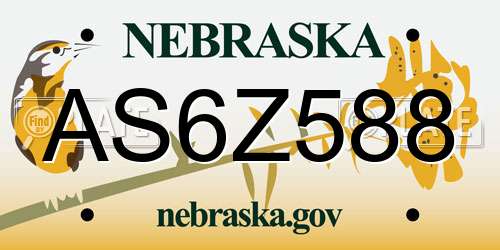 AS6Z588 Nebraska License Plate
