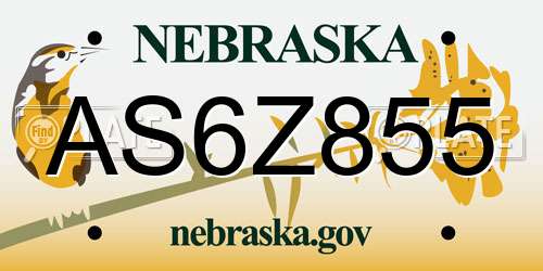 AS6Z855 Nebraska License Plate