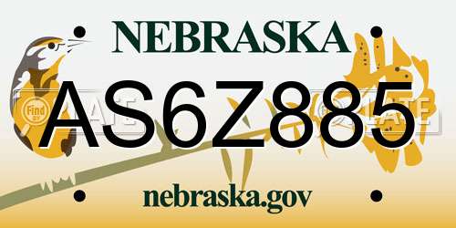 AS6Z885 Nebraska License Plate