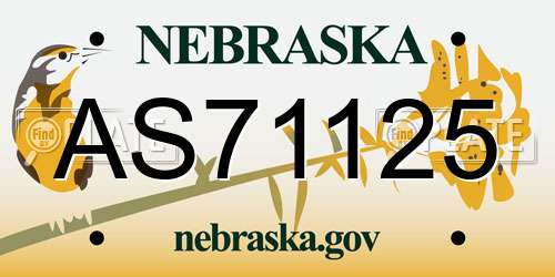 AS71125 Nebraska License Plate