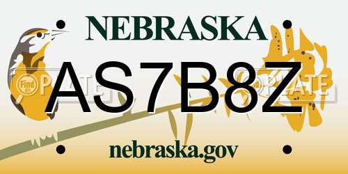 AS7B8Z Nebraska License Plate