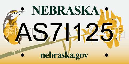 AS7I125 Nebraska License Plate