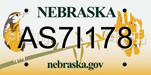 AS7I178 Nebraska License Plate
