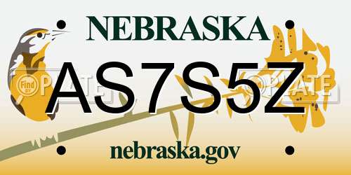 AS7S5Z Nebraska License Plate