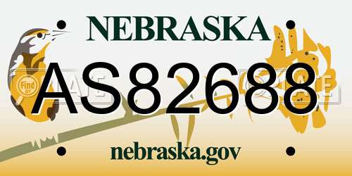 AS82688 Nebraska License Plate