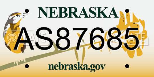 AS87685 Nebraska License Plate