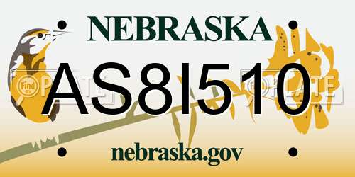 AS8I510 Nebraska License Plate