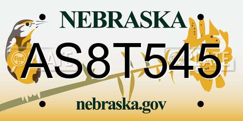 AS8T545 Nebraska License Plate