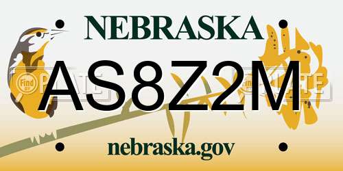 AS8Z2M Nebraska License Plate