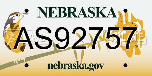 AS92757 Nebraska License Plate