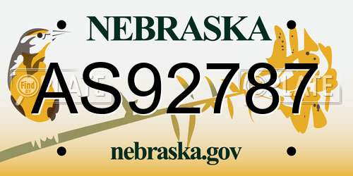 AS92787 Nebraska License Plate