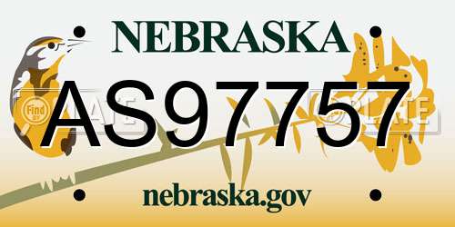 AS97757 Nebraska License Plate