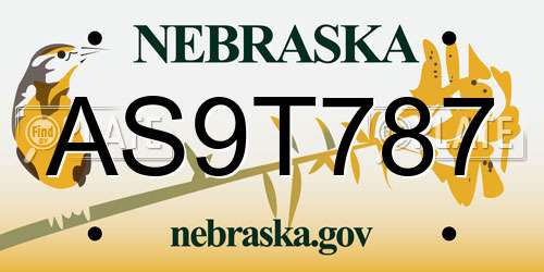 AS9T787 Nebraska License Plate
