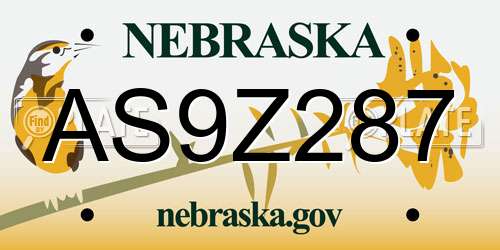 AS9Z287 Nebraska License Plate
