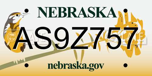 AS9Z757 Nebraska License Plate