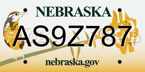 AS9Z787 Nebraska License Plate