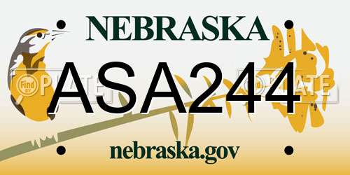 ASA244 Nebraska License Plate