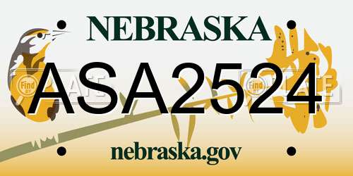 ASA2524 Nebraska License Plate