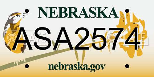 ASA2574 Nebraska License Plate