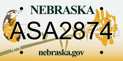 ASA2874 Nebraska License Plate