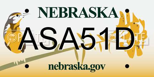 ASA51D Nebraska License Plate