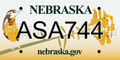 ASA744 Nebraska License Plate