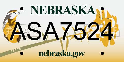 ASA7524 Nebraska License Plate