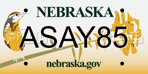 ASAY85 Nebraska License Plate