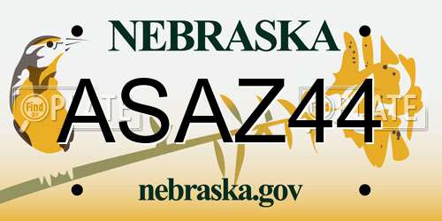 ASAZ44 Nebraska License Plate