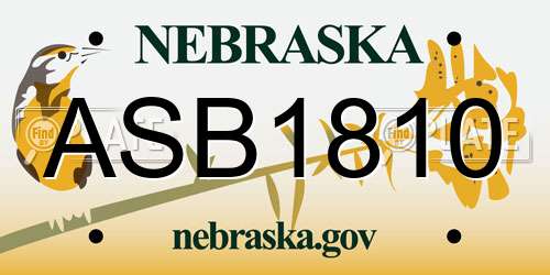ASB1810 Nebraska License Plate