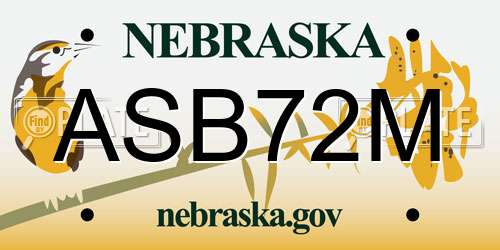ASB72M Nebraska License Plate