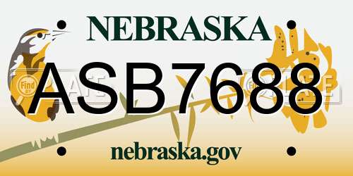 ASB7688 Nebraska License Plate