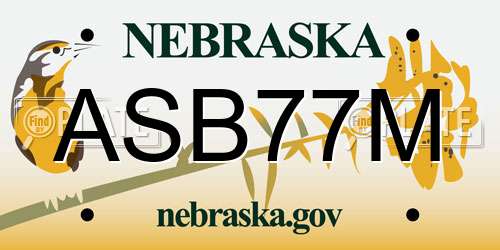ASB77M Nebraska License Plate