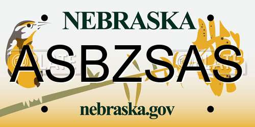 ASBZSAS Nebraska License Plate