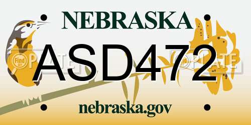 ASD472 Nebraska License Plate