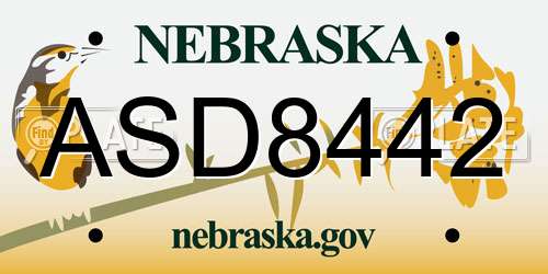 ASD8442 Nebraska License Plate