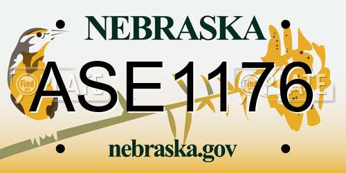 ASE1176 Nebraska License Plate