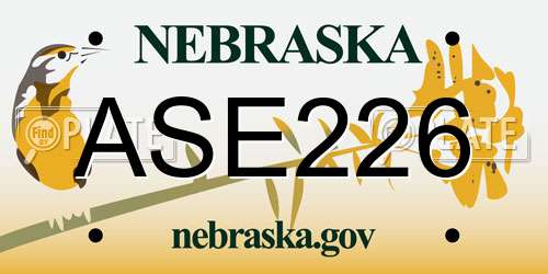 ASE226 Nebraska License Plate