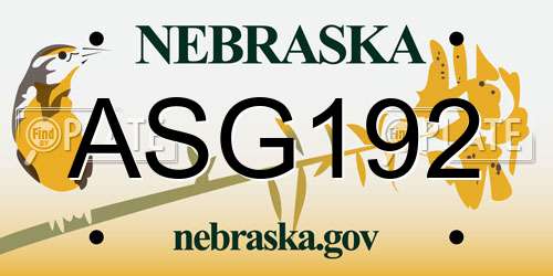 ASG192 Nebraska License Plate